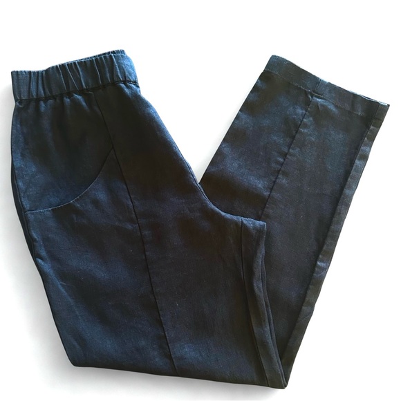 Quince 100% Linen Pants Women Small Black Cropped Elevated Basic Ankle Pants EUC - Picture 4 of 8